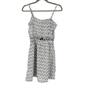 H&M Gray/White Cutout Patterned Mini Dress